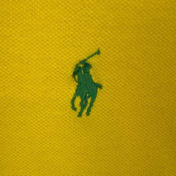 Polo By Ralph Lauren Vintage Yellow Green Pony Polo Shirt Big and Tall XL Preppy - Picture 3 of 8